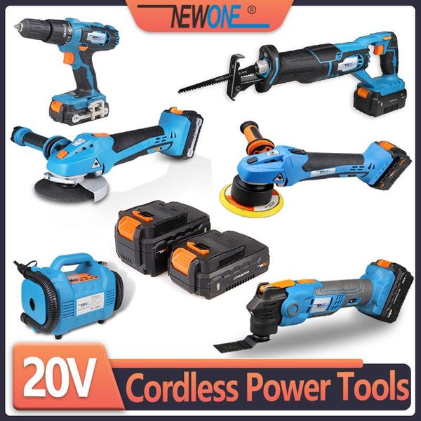 

professiona electric drills 20v cordless power tool combination set angle grinder, reciprocting saw, drill, orbital polisher, oscillating to