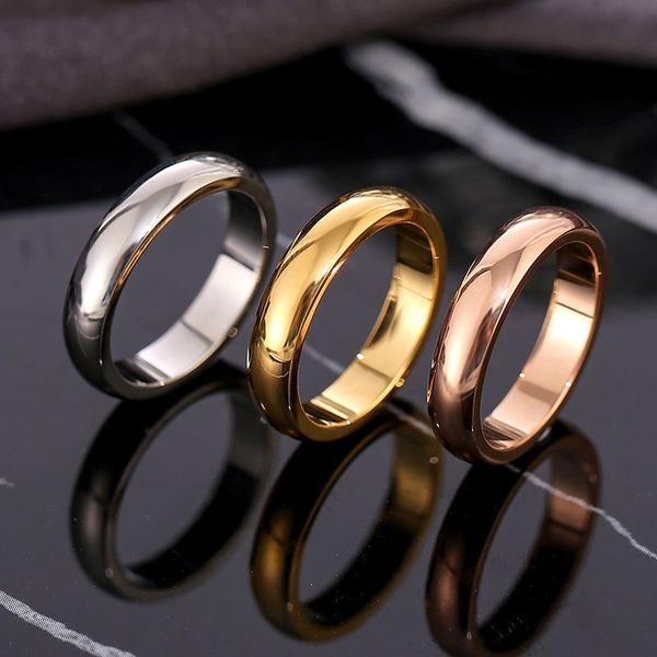 

cluster rings fashion rose gold smooth circle ring men women exclusive couple wedding simple jewelry, Golden;silver
