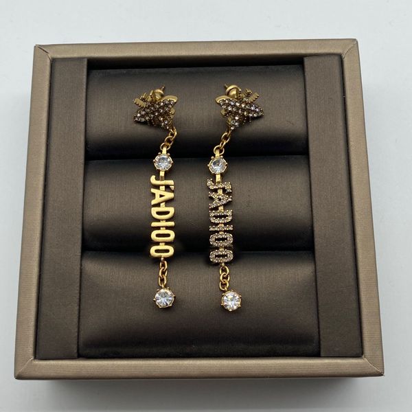 

fashion style have stamps cz designer earrings with diamond and bee women wedding lovers gift engagement luxury jewelry with box i, Golden