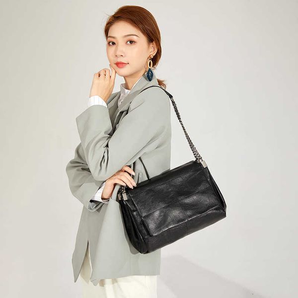 

za autumn and winter versatile chain soft leather vagrant large capacity one shoulder slant span bag purse