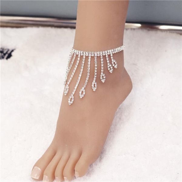 

anklets rhinestone tassel eyes crystal jewelry for women bling tennis chain fashion ankle bracelet gift forwomen, Red;blue