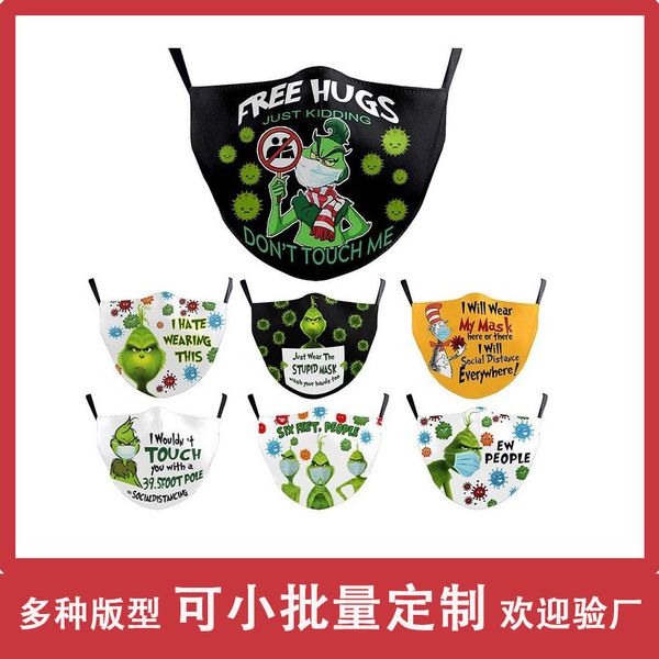 

geek christmas 3d digital printing protective mask, dust and haze proof, pggable filter