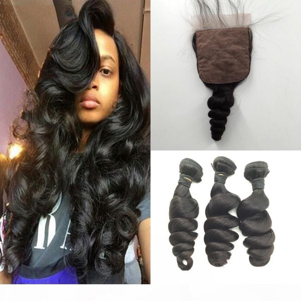 

8a brazilian hair with silk base closure, Black