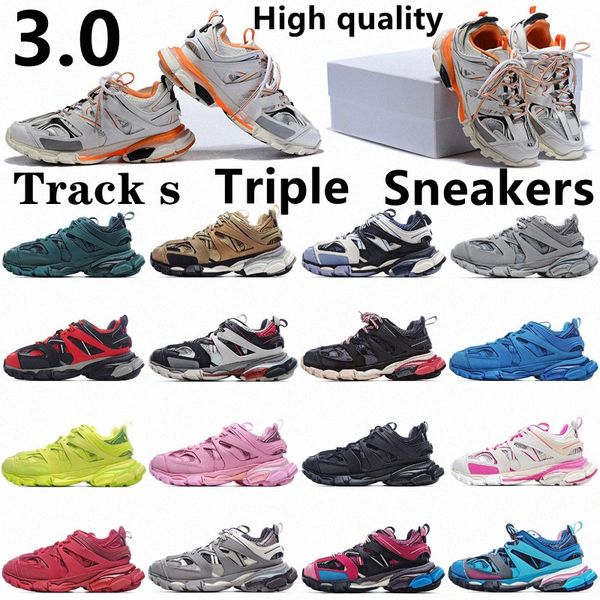 

2021 paris 3.0 balencaiga track s triple shoe clunky runners sneakers grey orange mens blue version designer women men sport shoes sneaker w, Black