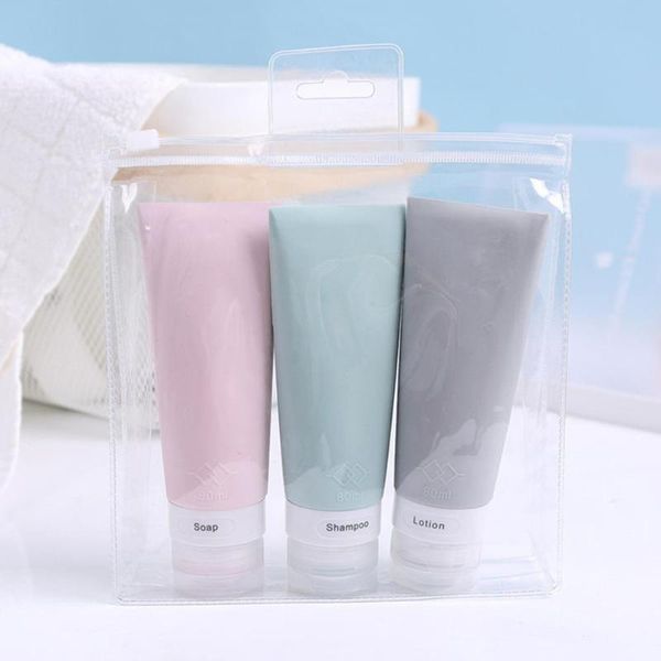 

storage bottles & jars 3pcs 38/60/80ml travel silicone lotion shampoo shower gel cosmetics empty bottle multifunctional lightweight portable