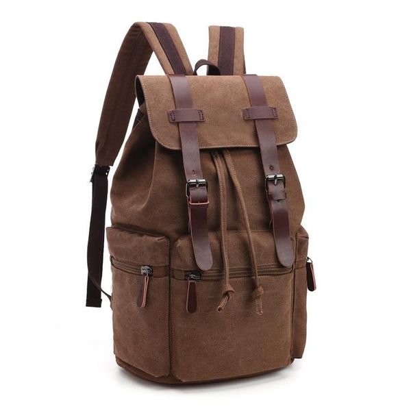 Mochila de lona vintage tática mochilas masculinas e femininas bolsas de viagem estudantes mochila casual para caminhadas acampamento esporte