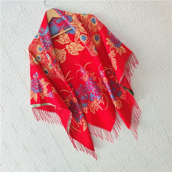 

scarves national style in autumn and winter women scarf embroidery keep warm neckerchief tassels cashmere material muffler, Blue;gray