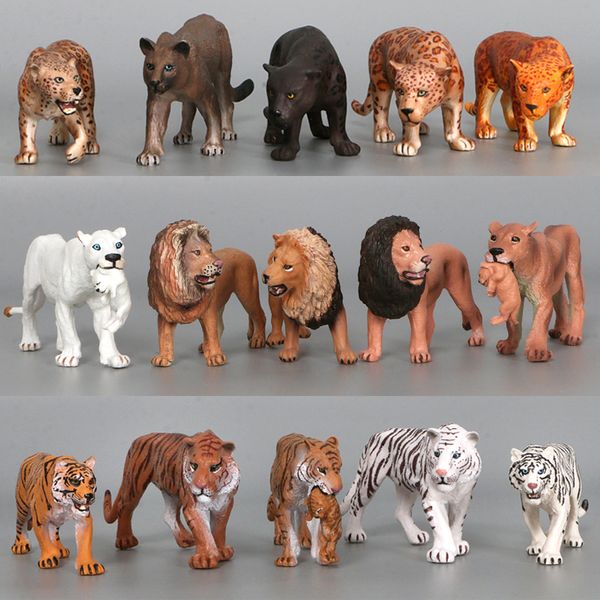 

realistic wild forest animals king lion tiger leopard action figures figurines collection for children education toy gift c0220
