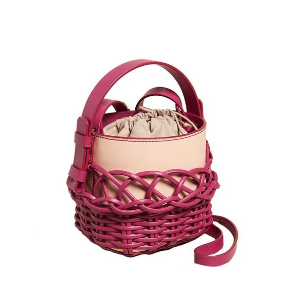 

evening bags brand designer bag women weave bucket woman shoulder rattan cute pink female tote small beach handbag luxury