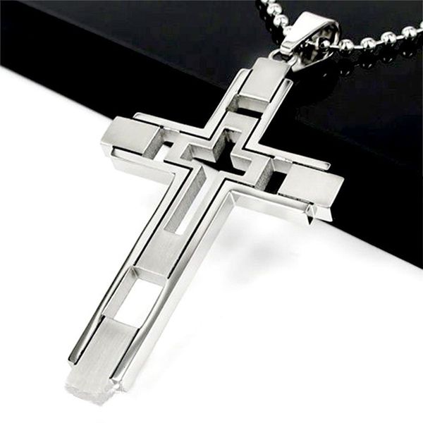 

titanium steel cross pendant necklace cross jewelry titanium steel stainless steel cross necklace blwjyp, Red;brown