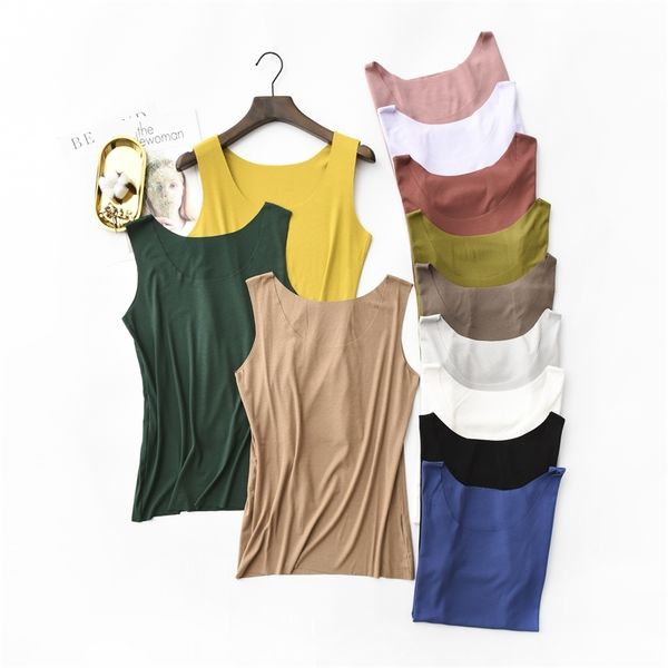 Spring Summer Tank tops mulheres sem mangas em torno do pescoço solto camiseta senhoras colete singlets camisola algodão costela Slim Senhoras fina colete 210308