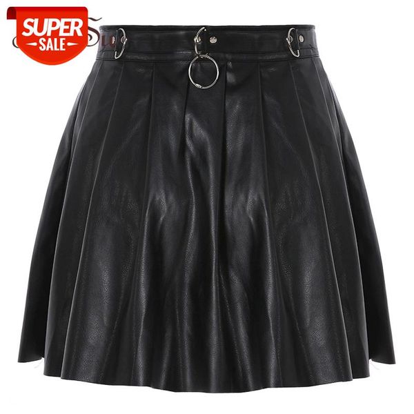 

artsu faux leather pu pleated skirt harajuku punk streetwear skirts womens casual black short skirt mini summer assk20234 #kq53