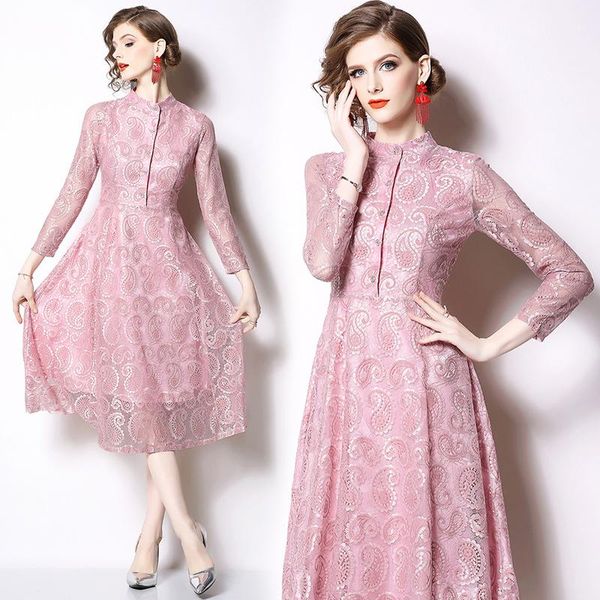 

casual dresses spring garment slim lace mid-length dress, Black;gray