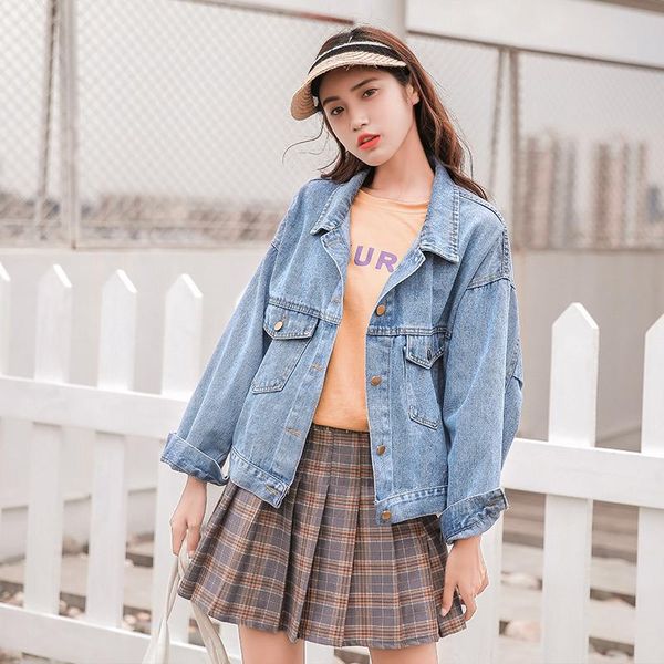 

women's jackets fashionable short bat sleeves versatile denim jacket, Black;brown