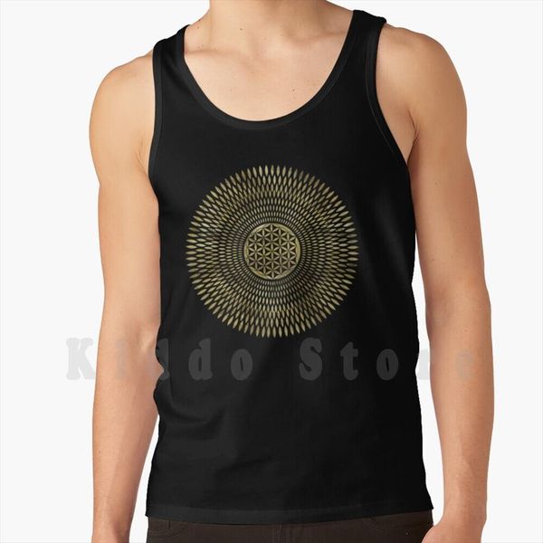 

golden flower of life tank vest sleeveless blume des lebens fleur de vie sacred geometry, White;black