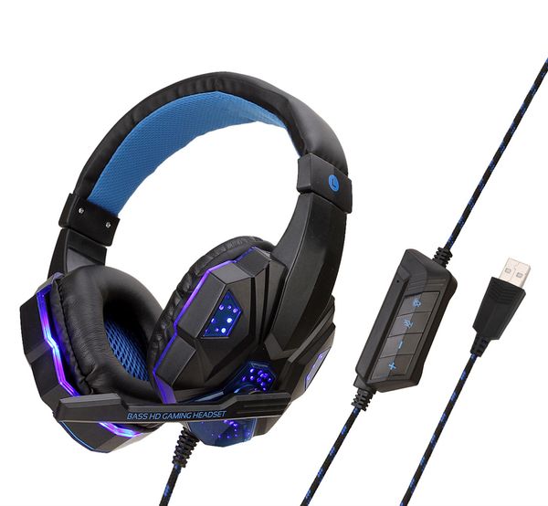 Atacado Gaming LED Head-montado Heads Headsets adequados para computadores, telefones celulares, PS4 / PS5, Switch e Dispositivos Laptop