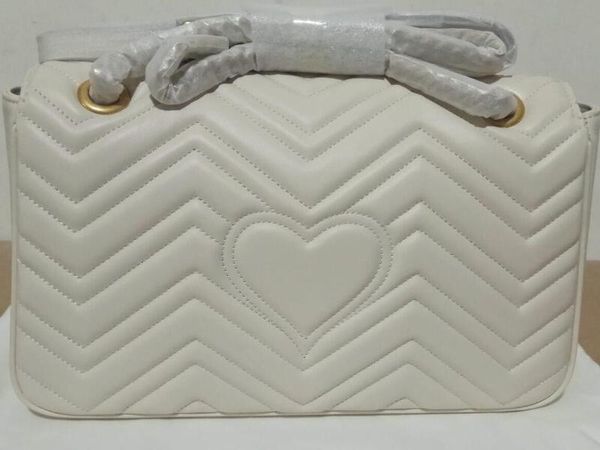 

realfine bags 5a 443496 31cm marmont matelassÃ© shoulder handbag for women white leather with dust bag