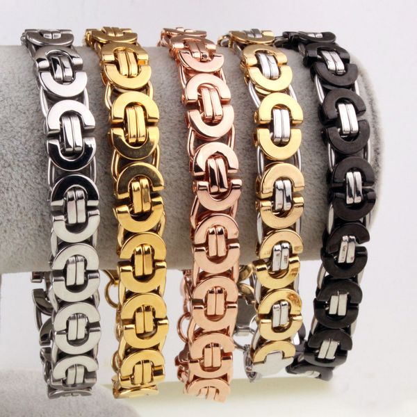 New Charms Granny Chic Men Bracciale Oro Argento Colore Bizantino Acciaio inossidabile Catene a maglie Bracciali per uomo Moda Gioielli Hip Hop Regalo