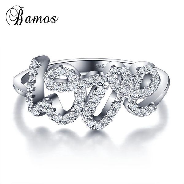 

wedding rings bamos unique letter love ring dainty cubic zirconia engagement for women luxury white gold filled jewelry, Slivery;golden