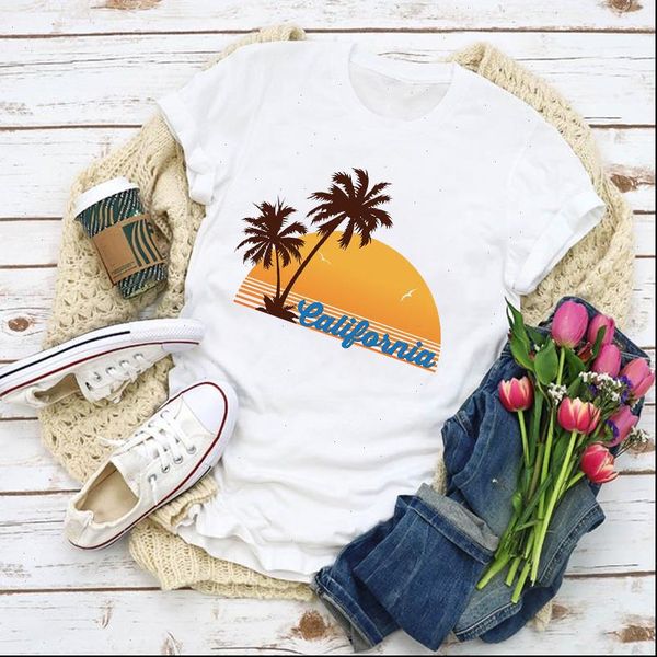 

women graphic beach holiday sea fashion print lady summer shirt lady clothes womens clothing tee female t shirt, White