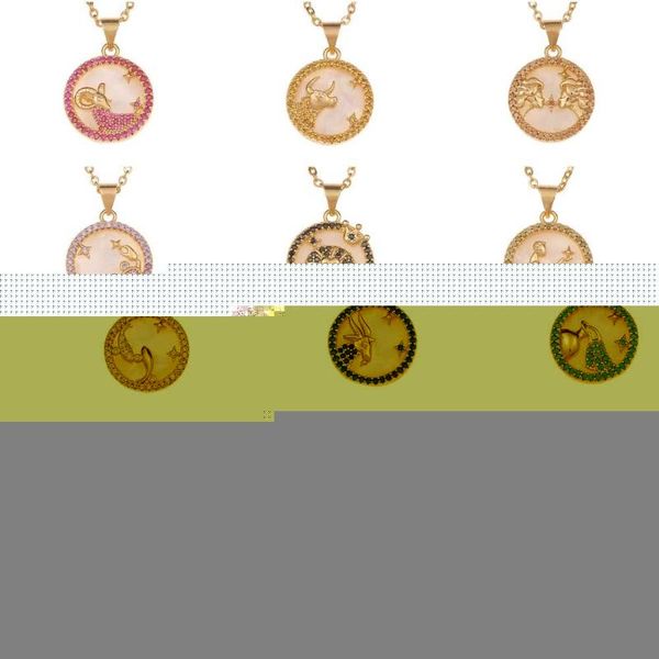 

chains creative choker shell zodiac sign necklace for women constellations pendant 12 clavicle chain, Silver