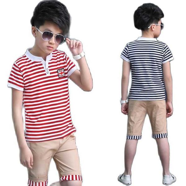 

boys clothes new boys summer clothing sets short sets +pants children short sleeve shirt shorts set 4 6 8 10 12 years x0902, White