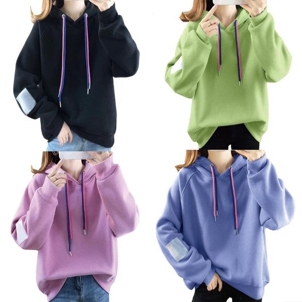 

women's hoodies & sweatshirts 2022 women sweathshirt long sleeve fashion candy colors hoodie pullovers winter casual loose ladies hoode, Black