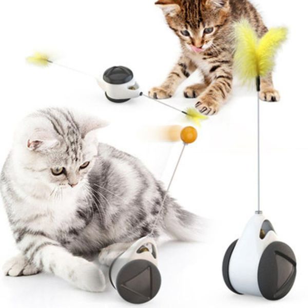 

cat toys pet teasing interactive toy spin mode with wheels and catnip ball funny game supplies no battery needed