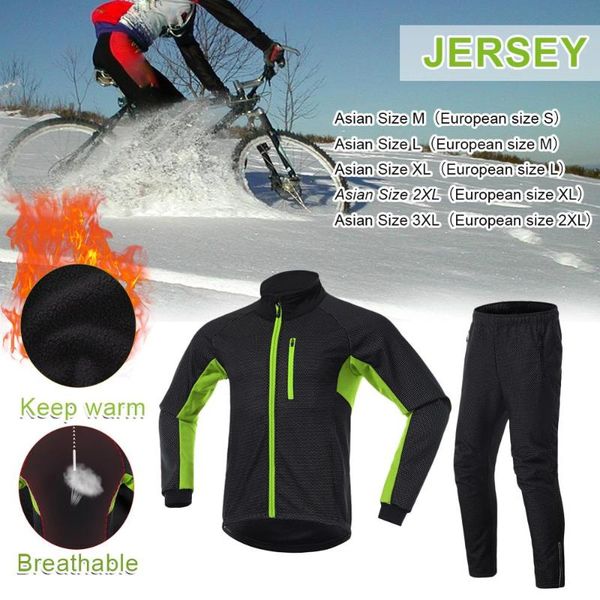 

racing sets winter fleece cycling jersey set reflective mountain bicycle clothes bike sportwear clothing, Black;blue