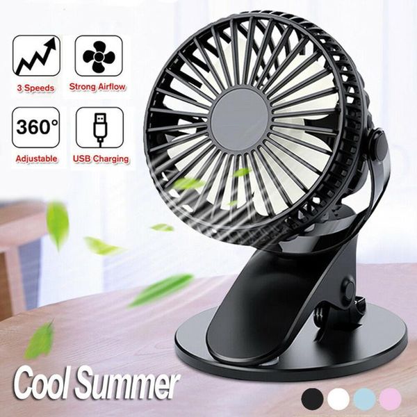 

electric fans portable usb table fan clip-on type rechargeable cooling mini desk 360 degree rotation 3 speeds adjustable