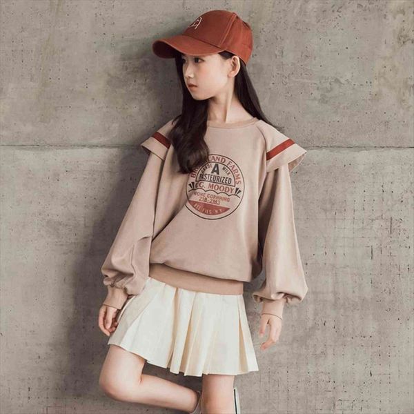 

girls long sleeve sweatshirt 10 12 years ruffles collar clothing autumn spring pullover big, Black