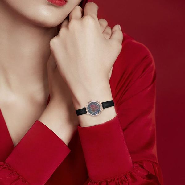 

wristwatches women watch fashion flower thin slub belt point diamond set shell dial jewelry gift 2021 ladies, Slivery;brown