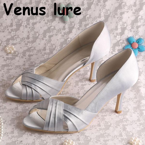 

dress shoes satin silver peep toe pumps women for wedding high heel, Black