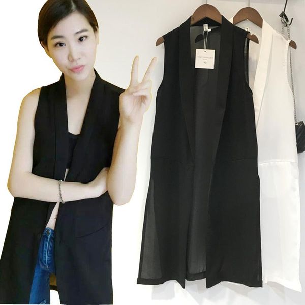 

women's vests the brand in europe and america same paragraph summer chiffon suit vest big yards female fashion thin section, Black;white