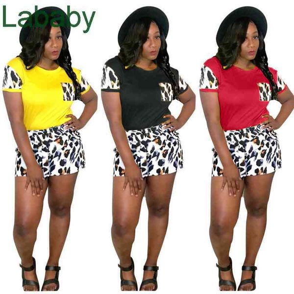 

women tracksuits two pieces set deisgner outfits short sleeve shorts leopard printed stitching casual sportwear, Gray