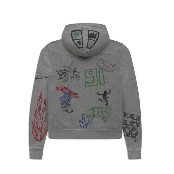 

Men's Hoodies & Sweatshirts USA Oversize RH Hand Sketch Graffiti Hoodie Autumn Winter fashion men women Hip Hop Skateboard Hoody street, Black