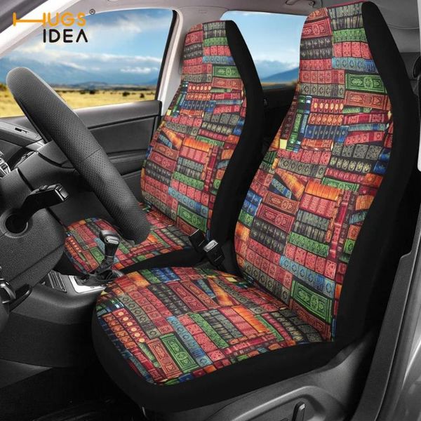

chair covers hugsidea 2pcs auto front seat books printed car for women men stylish automobile protector fit most