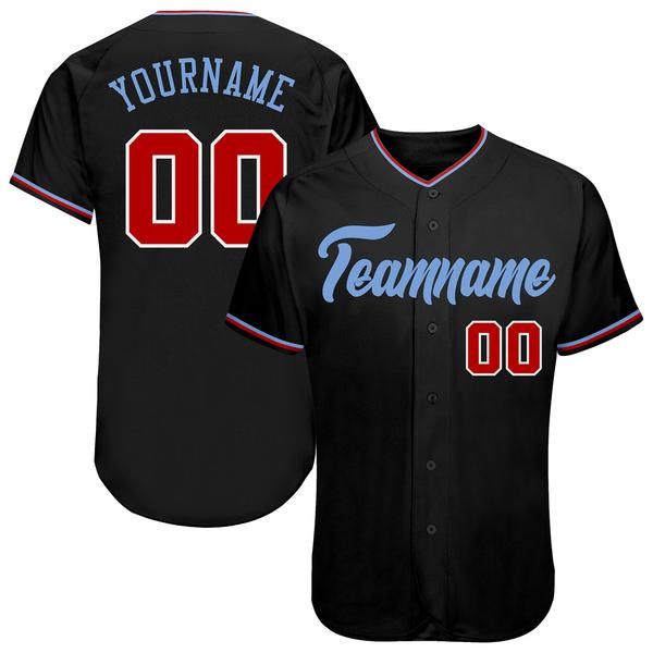 

custom black red-light blue authentic baseball jersey, Blue;black