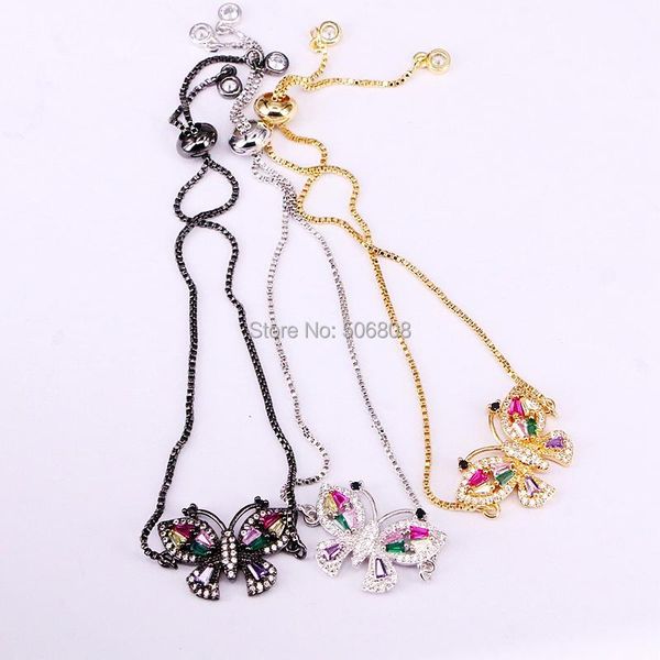 

charm bracelets 6pcs, cubic zirconia butterfly cz for women zircon fashion jewelry, Golden;silver