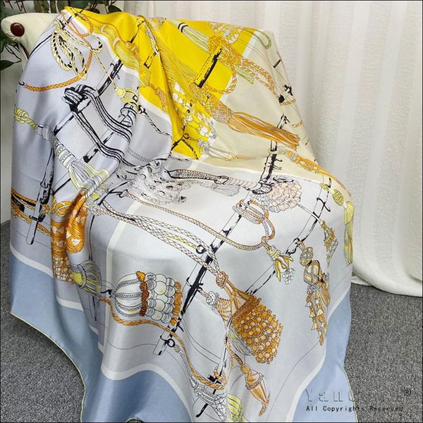 

scarves large scarf silk 140 mulberry-silk hand rolled edges designer wrap foulard femme soie de marque luxe, Blue;gray