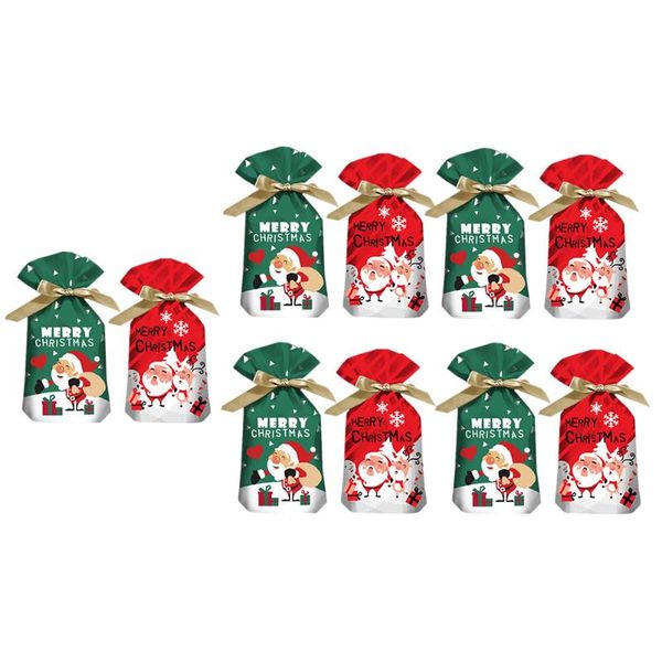 

gift wrap 50pcs christmas drawstring bags wrapping xmas party presents pouches (mixed color)