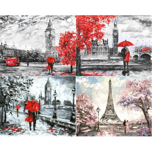 

paintings amtmbs painting by numbers scenery frame diy handmade gift acrylic paint coloring tower decor for home