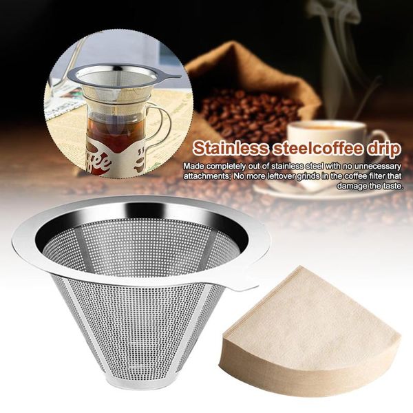 

coffee filters holder home non-clogging pour over easy clean kitchen tool filter portable dripper stainless steel ultra fine reusable