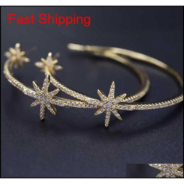 

luxury- shiny big round hoop earrings for women gold/sliver/black charm snowflake zircon earring star flowers c qylrty luckyhat, Silver