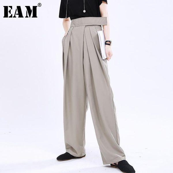 

women's pants & capris women's [] high adjust waist black pleated long wide leg trousers loose fit women fashion tide spring summe, Black;white