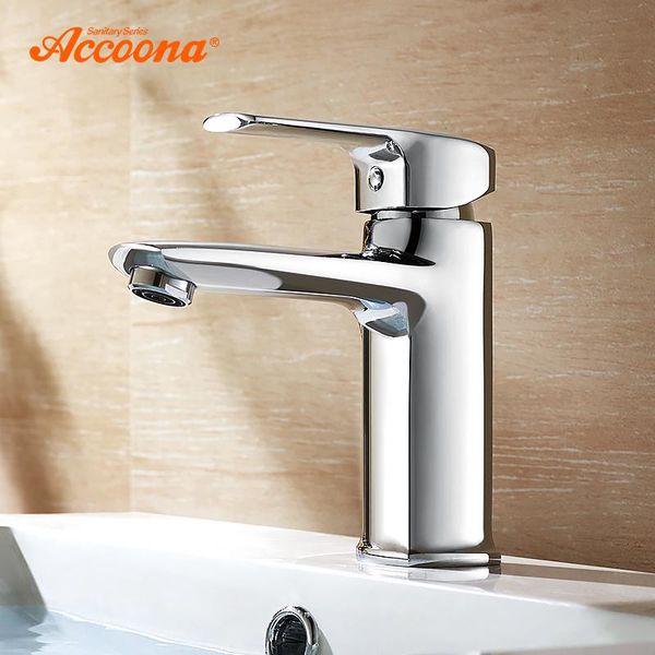 

bathroom sink faucets accoona basin faucet single hole handle deck mounted ceramic brass body contemporary polished chrome a9055
