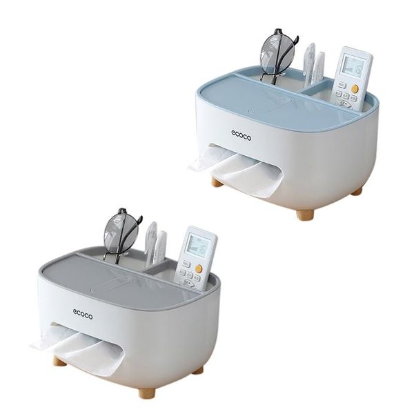 

tissue boxes & napkins ecoco 2 pcs kitchen napkin container living room remote control storage box for home office tray, gray & blue