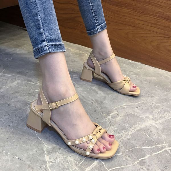 

sandals solid color square toe open summer sandals plutonium ankle middle women's shoes concise 35-40 zapatos mujer eg6n, Black