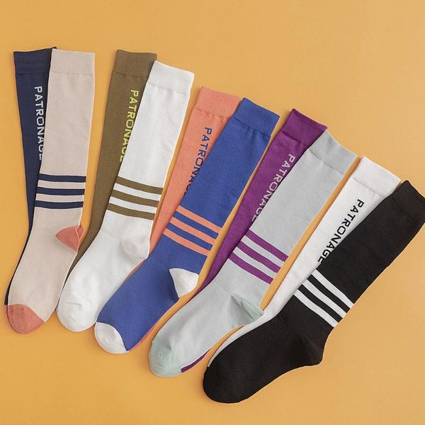 

men's socks 1 pair and women's mid-high tube knee-length pile trend spring summer tide fashion, Black