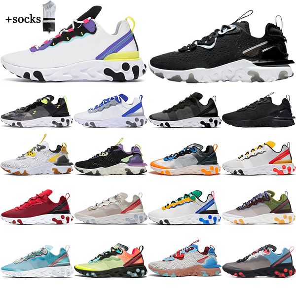 

react element 87 55 running shoes for men women triple black white desert oasis gravity purple jogging outdoor mens trainer sport sneakers, White;red